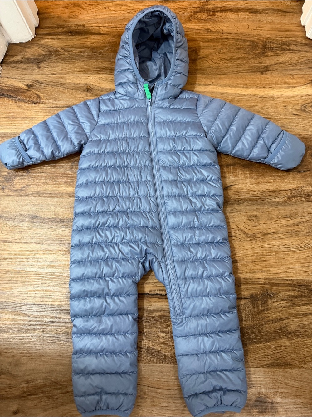 Primary Light Blue Quilted Hooded One-Piece Puffer Snow Suit Recycled Poly - Picture 3 of 5